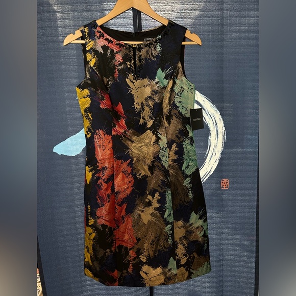 NWT Ellen Tracy Metallic Embossed Dress - Picture 3 of 7